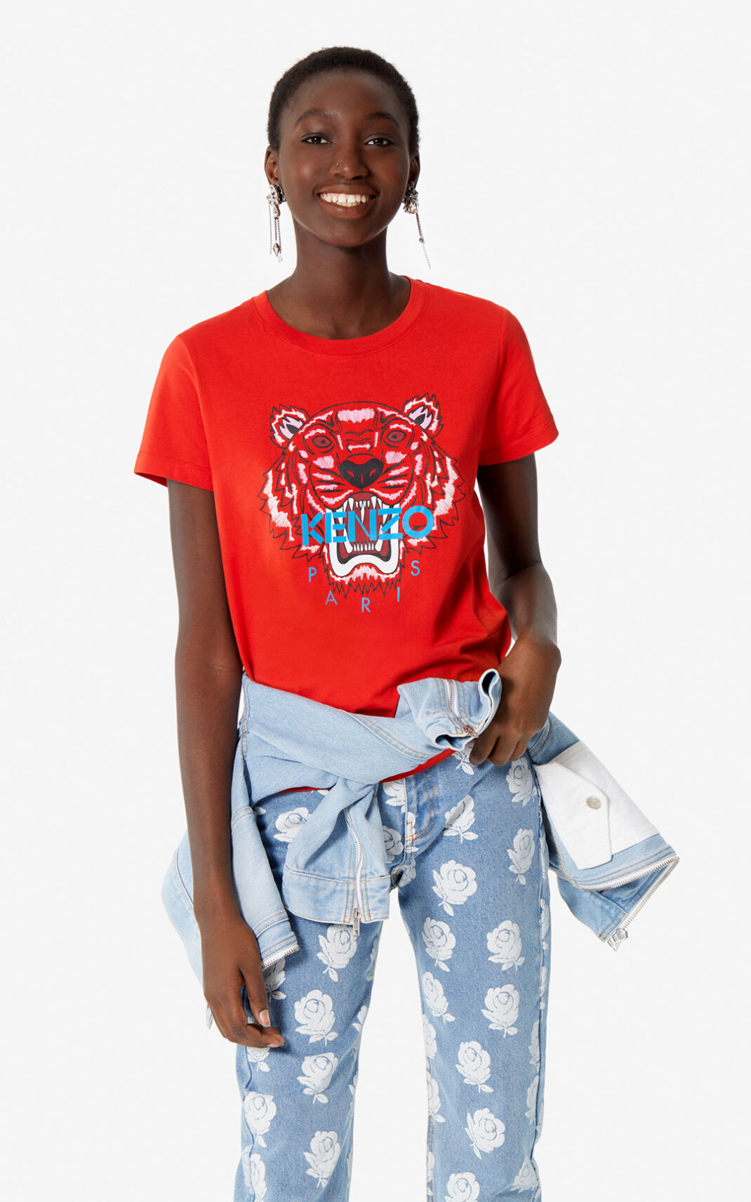 T Shirt Kenzo Femme Tiger Rouge MFUXH-0246